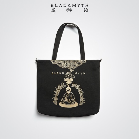Black Myth Wukong Prints Black Canvas Bag